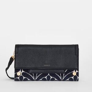 Hammitt AJ Crossbody Clutch - Black/Navy Tapestry/Brushed Gold